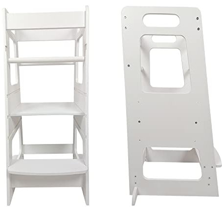 Kiddy-Fux Lernturm für Kinder | Stylisch Kippschutz Lernturm Höhenverstellbar | Höchste Sicherheit | Montessori Küchenhelfer und Learning Tower | Lernturm ab 1 Jahr | Little Helper Lernturm