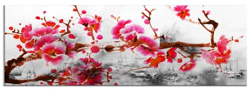 decomonkey - Tableau Acoustique Cerisier 135x45 1 Pièce - Impression sur Toile Décoration Maison Isolation Peinture Image Phonique Déco Bureau Panneaux AcoustiquesFleur de cerisier du japon