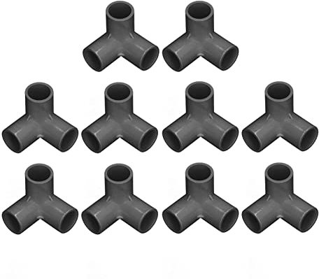 Xnferty 10 Stück PVC-Fitting, 3-Wege-Winkelverbinder, Rechtwinklig, Dreidimensionaler Winkelverbinder für DIY PVC-Regal, Garten, Stützstruktur, Lagerrahmen, 2,5 Cm(Schwarz)
