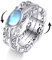 POPLYKE Mondstein Fidget Ringe für Angst 925 Sterling Silber Mondstein Spinner Ringe für Damen Anti Stress Stimmung Ringe Geschenke Band Breite 9#