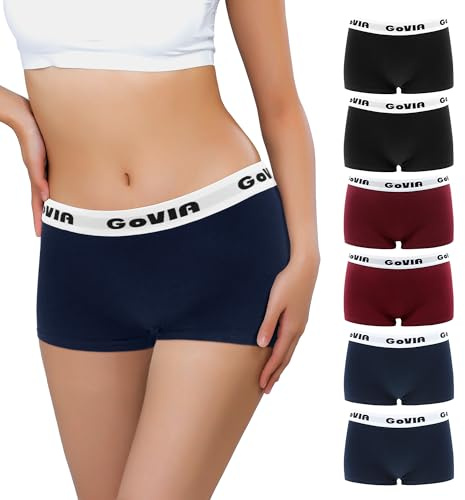 Libella Boxer Femme Coton Shorty Shorts Caleçons Femmes Lot de 6 | Shorties Anti Frottement Cuisse,Sport Shorts Caleçons,Confortable Sous Vetements,Respirant ,Pantys Stretch Culotte