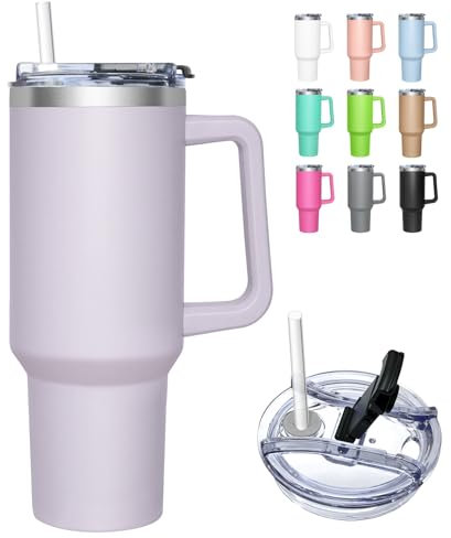 HNCY Mug Isotherme avec 2-en-1 Couvercle, 1180ML Tumbler avec Paille et Poignée, Tasse Isotherme en Acier Inoxydable, Travel Mug Tumbler Gobelet Isotherme