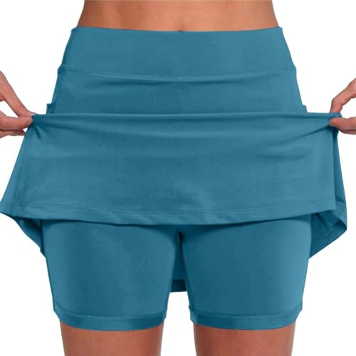 Jupe Short Femme Taille Haute Solide Tennis Golf EntraîNement Sports | Pantskirts pour Yoga Gym Dance Running Ventre Plat Jupette, Pantacourt Femme éTé
