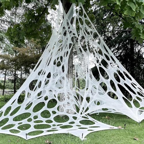Maxee 100 x 410 cm dekoration stretchigt nötkött nät halloween spindelnät läskigt spökhus dekoration för utomhus festtillbehör, trädgård