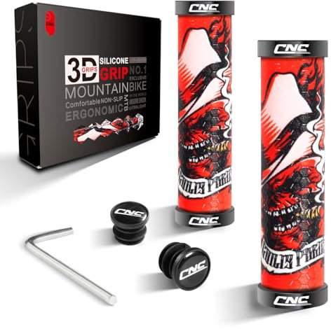 CNCLOL Fahrrad Lenkergriffe,MTB Fahrradgriffe 22mm aus Silikon,Fahrrad handgriffe Doppel Lock-On Design für MTB/Mountainbike.