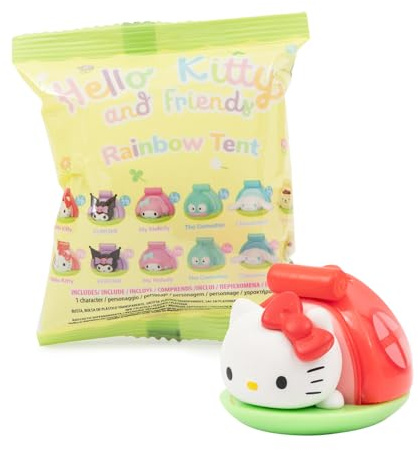 Hello Kitty - Statuetta Da Collezione Alta 4 Cm Con Tenda Che si Illumina, Serie Rainbow Tent, Modello Casuale, Per Bambini Dai 3 Anni