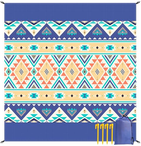 Bseical Stuoie da Spiaggia Antisabbia 210x200 cm, Coperta Pic Nic Impermeabile Portatile, Picnic Blanket con 4 Picchetti Fixed, Stuoia Mare Pieghevoleper per Spiaggia, Picnic, Campeggio