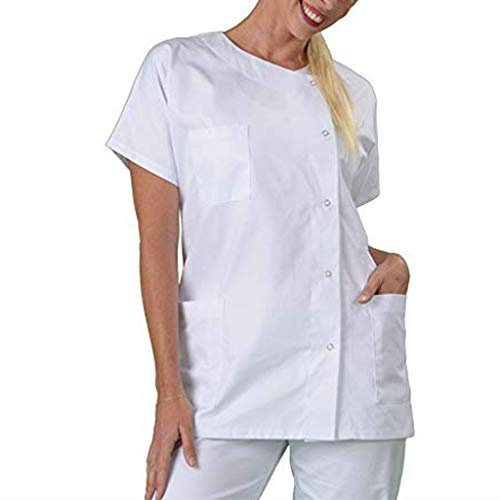Tunique Professionnelle Femme pour Secteur Médical et Paramédical, Blouse de Travail Pratique à Manches Courtes avec Poches, Tenue Confortable pour Infirmière, Aide-Soignante ou Esthéticienne