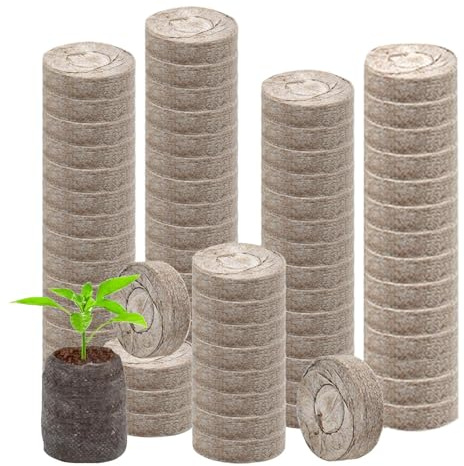 Tierra para Plantas de Interior - 100 Unidades Mezcla de Fertilizante de Crecimiento - Sustrato de Propagación con Turba de 30 mm - para Exterior Hortalizas Árboles Cactus Orquídeas
