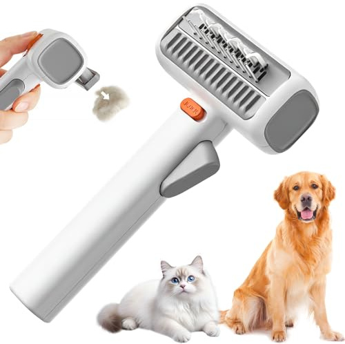ELYCO Pettine 2 in 1 Autopulente per Cani e Gatti, Spazzola Districante con Denti in Acciaio Inox, Rimuove Tappetini e Sottopelo Sciolto, Adatto per Pelo Lungo e Corto