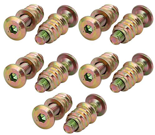 sourcing map 10pcs Wooded Furniture Connecting Fitting M6x25mm Hex Socket Bolt w Insert Nut