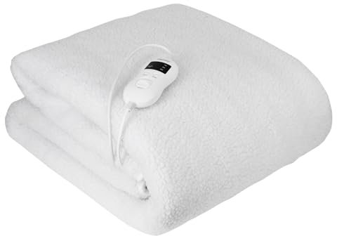 Camry CR 7422 Calienta Camas Eléctrico 160 x 100 cm 5 Niveles Temperatura, Temporizador, Lavable, Forro Polar Blanco, 60W