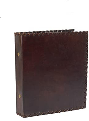 ROOGU Lederordner A5 – Glattes Echtleder – Handmade in Indien – Minimalistisches Ringbuch – 2-Ring System – Büffelleder Aktenordner für DIN A5 Klarsichthüllen