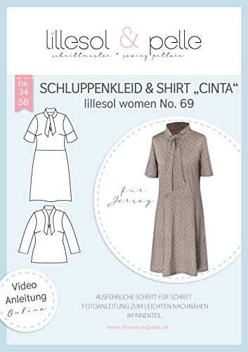 Patrón de corte de papel lillesol women No.69 - Vestido y camiseta Cinta con instrucciones de costura en vídeo (idioma español no garantizado)