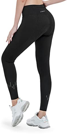 INBIKE Fahrradhose Damen Lang Gepolstert Atmungsaktive Dehnbare Radhose Thermoleggins Radlerhose Winter Mountainbike Fahrrad Hose Warme Leggings Radfahrhose mit 4D Sitzpolster Schwarz M