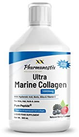 Marine Collagen Liquid 10000mg Sugar Free Berry Flavour, Hydrolysed Peptides, Hyaluronic Acid, Biotin, Silica, Vitamin C, Healthy Skin, Hair, Nails, Joints, High Absorption