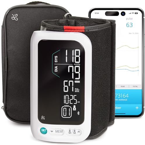 Greater Goods Bluetooth Blood Pressure Monitor with Automatic Upper Arm Cuff, App-Enabled for iOS and Android