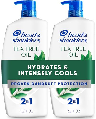 Head & Shoulders Anti-Dandruff Shampoo and Conditioner with 1% Pyrithione Zinc, Tea Tree Oil 2-in-1 Twin Pack, Tea Tree Shampoo with Cooling, Refreshed Scalp, 32.1 fl oz Each
