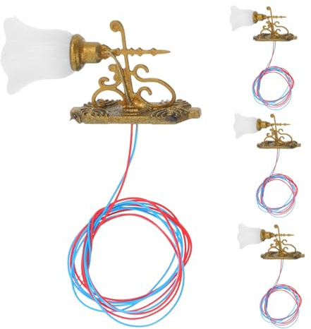 Uonlytech 4 Pièces Applique Murale De Maison De Poupée Mini Jouets Meubles Vintage Lampadaire Extérieur Bricolage Décor De Table De Sable Meubles LED Maison De Poupée Pendentif Lumière