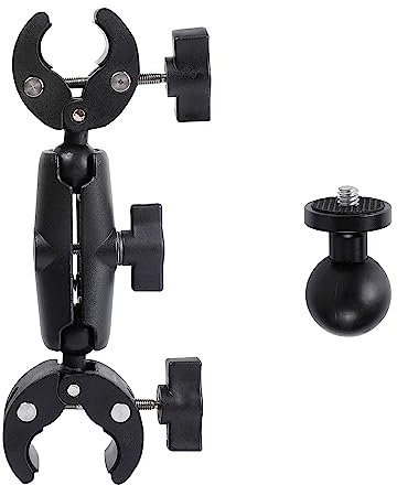 Double Clamp Camera Mount Bracket,Monitor Magic Socket Arm w/1/4-20 Ball Head for Desk Photo Studio Light Stand, Photography Reflector, Photo Boom Stand, Cross Bars, Umbrella, Insta360 Accessories