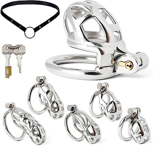 ScreaAss 316L Edelstahl 3D Peniskäfig 5 Größen Atmungsaktiver Keuschheitskäfig Herren Mit Gürtel, Umschnall Metall Keuschheitsgürtel Cock Cage SM Bondage Keuschheit Sex Toys Für Männer,Silber/m,55mm