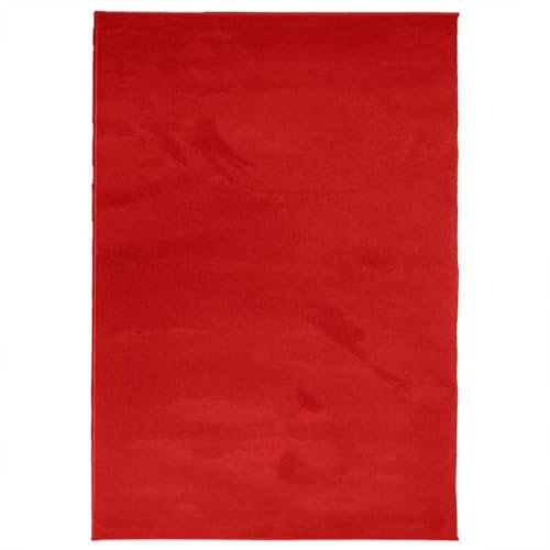 vidaXL Teppich, Wohnzimmerteppich Kurzflor Modern, Bodenteppich Flauschig Weich, Pflegeleicht Teppich für Wohnzimmer Schlafzimmer, Rot 140x200cm Polyester