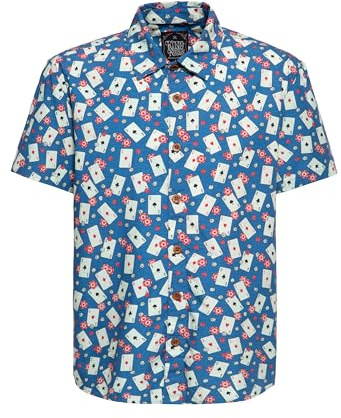 King Kerosin Camisa de manga corta para hombre | Camisa de negocios | Camisa de ocio | Las Vegas | Casino | Tarjetas de juego | Poker Chips | Rockabilly | Vintage | Retro | Camisa Casino