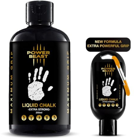 POWER BEAST Magnesie Liquide, Liquid Chalk, pour la Gymnastique, Escalade, Haltérophilie, Escalade, Cross Training, Pole Dance et Le Fitness, 250ML + 50ML.
