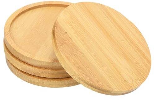 EIHI 4 Pezzi Portacandele Vassoio Decorativo Rotondo Porta Candele in Legno Piatto di Legno Piatti Decorativi per Candele per Matrimoni Case Spa Caffè (8 cm)