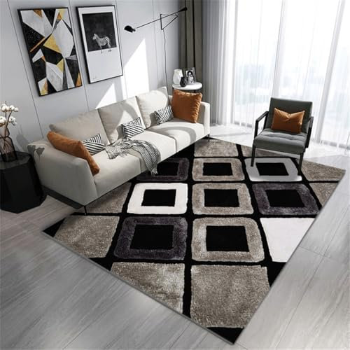 RUGMRZ Kitchen Carpet 180X280Cm Balkon Bodenbelag 7 Schwarz Teppich Läufer Waschbar Store Moderne Minimalistische Geometrische Wohnzimmer Anti Rutsch Braun