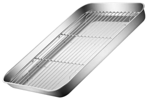 SHINEOFI Foglio bakeware teglia per pancetta per la cottura forno Telaio da forno teglia per tacchino teglia teglie da forno Acciaio inossidabile Silver