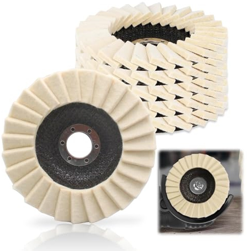 Lot de 5 disques de polissage 125 mm x 22 mm, disques de polissage en feutre, disques de polissage, disques de polissage en feutre brillant, pour meuleuse d'angle, pour le ponçage et le polissage de