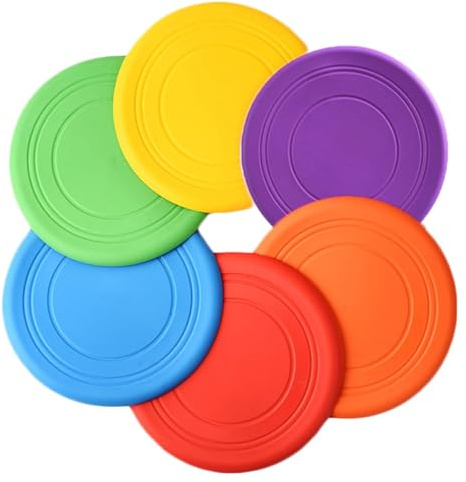 WWEsemeren 6 st mjuk frisbee 18 cm silikonfrisbee för barn hund utomhus trädgård gräsmatta, brytleksaker skolutbildning tidig utbildning sport spel festgåvor, 6 färger