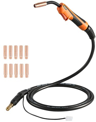 VEVOR Torcia MIG per Saldatura 100A con Cavo da 3 m, Pistola per Saldatura a Filo Compatibile con Lincoln Magnum 100L (K530-5), 11 Punte di Contatto di Ricambio e Impugnatura, per Uso Industriale
