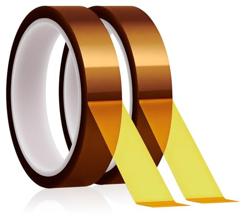 URAQT Nastro Termico, 2 rotoli Nastro adesivo resistente al Calore, 20mm x 33m Polyimide Tape Nastro, senza residui nastro di trasferimento di calore,per elettronica, stampanti 3D, saldatura (Marrone)