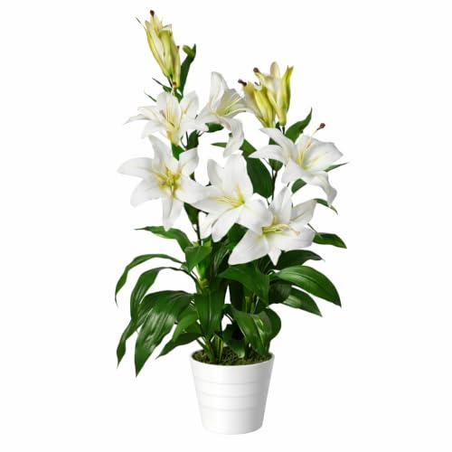 Leaf Künstliche Lilienblume im Stargazer-Stil, 90 cm, Weiß
