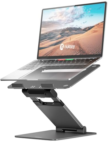 Nulaxy Laptop Stand for Desk, Adjustable Laptop Riser Ergonomic Laptop Holder Adjustable Height from 1.2 to 20, Supports up to 22lbs, Compatible with MacBook, All Laptops Tablets 10-17(Space Grey)