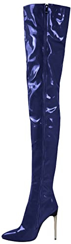 CRETUAO Thigh High Boots for Women, Ladies Stiletto Heel Leather Heeled Shoes Thigh High Over The Knee Boots for Women,Blue,4 UK
