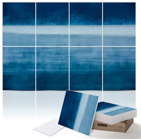 PINWELIFE® Wall Art Acoustic Panels, Sound Proof Absorbing Panels for Home/Office, Decorative Absorbing Dampening, Noise and Echo Cancelling, 120x80cm (Blue Lake)