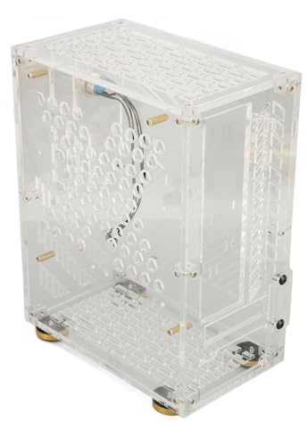 Mini-ITX Custodia per Computer, Alloggiamento PC con Pannello Acrilico Trasparente, Raffreddamento a 360 Gradi, Cuscinetti Ammortizzati per Flex 1U Power 170 X 170 Mm Scheda Madre, SSD da 2,5 Pollici