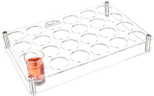 NBEADS Soporte para Bandeja de Vaso de Chupito con 24 Orificio, Organizador de Copas de Vino Acrílico de 4.5cm, Estante de Exhibición para Copas de Vino Y Cerveza para Bar, Fiesta Y Club, Claro