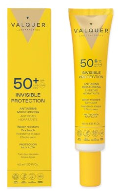 VALQUER Invisible Serum Facial Solar SPF 50+ | Hidratante Antiedad Resistente al agua | Protección UV de Textura Ligera para Todo tipo de piel | Vegano | 40 ml