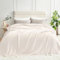 Snuggle Sac Feather Yarn Throw Blankets for Double Bed, Uitra Soft Warm Reversible Knitted Bedding Throw for Couch Lightweight, Travel, Queen Size,228x228cm, Cream Ivory