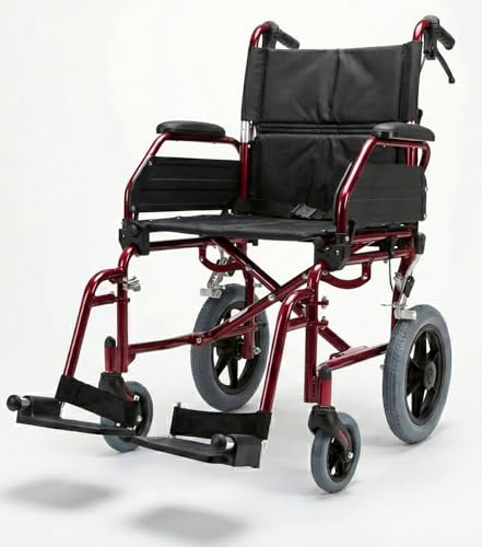 U-Go Esteem Alloy Ultra Lightweight Transit Wheelchair with Attendant Brakes, Attendant-Propelled Travel Transport Aluminium Folding Wheelchair (9.5kg Without Footrests) Seat Width (16)