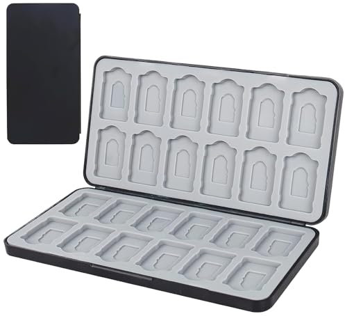 Switch Game Card Case Compatible with Nintendo Switch/OLED/Lite/3DS/2DS, Portable Shockproof Game Card Holder with 24 Cartridge Slots, SD Card Storage Travel Box for Switch Games Micro SD Cards Black