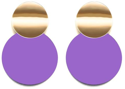 LILIE&WHITE Boucles d'Oreilles Géométriques Violet et Doré, Design Moderne, Hypoallergéniques et Résistantes à la Décoloration, Cadeau pour Femme
