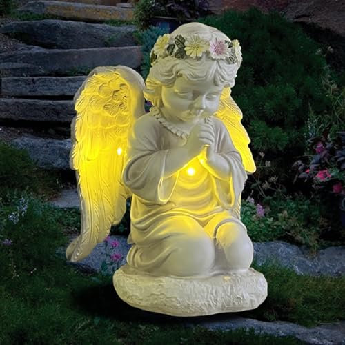 ASDFG Solar Garden Outdoor Angel Statues - Outdoor Angel Sculptures Garden Decorations with Waterproof Led Lights for Patio, Balcony, Yard, Lawn Ornament - Unique Decor Gifts for Mom Grandma Women