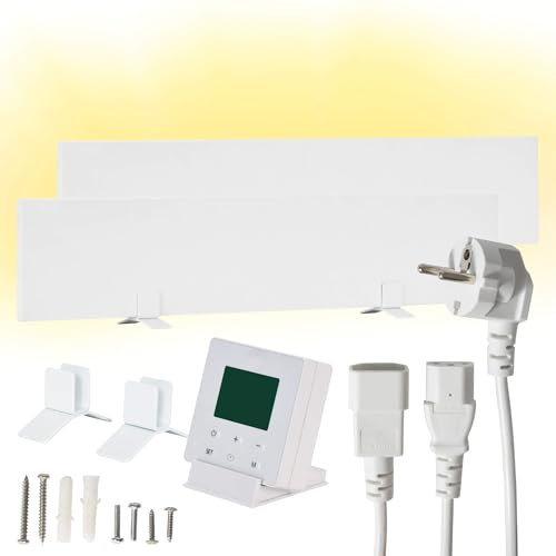 Dalsys Calefactor antimoho 60W 12 x 60 x 1,3cm, 2 paneles, eliminador de moho para pared y baño, calefacción por infrarrojos contra el moho con temporizador inteligente, certificado IP44