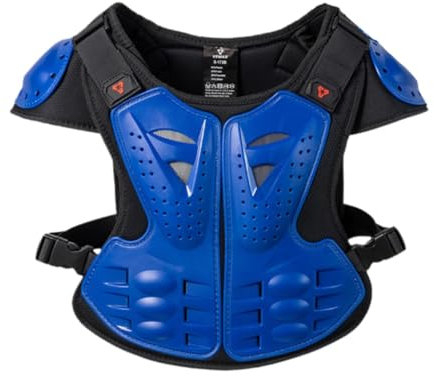 QSTDGVPW Chaleco de Motociclista con Protección para El Pecho para Niños Que Practican Skateboarding Y Motocross, Azul