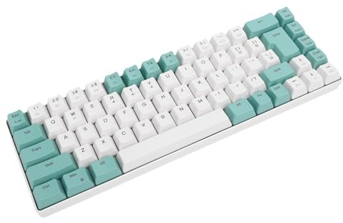YUEHISY 68 Keys RGB Backbelysta Kompakt Mini -trådbundna Tangentbord, Snabbt Svar Mekanisk Känsla, för PC med 25 Anti -spöknycklar, Bärbara för Affärsresor, med ABS -material (Grönvit färgblock)